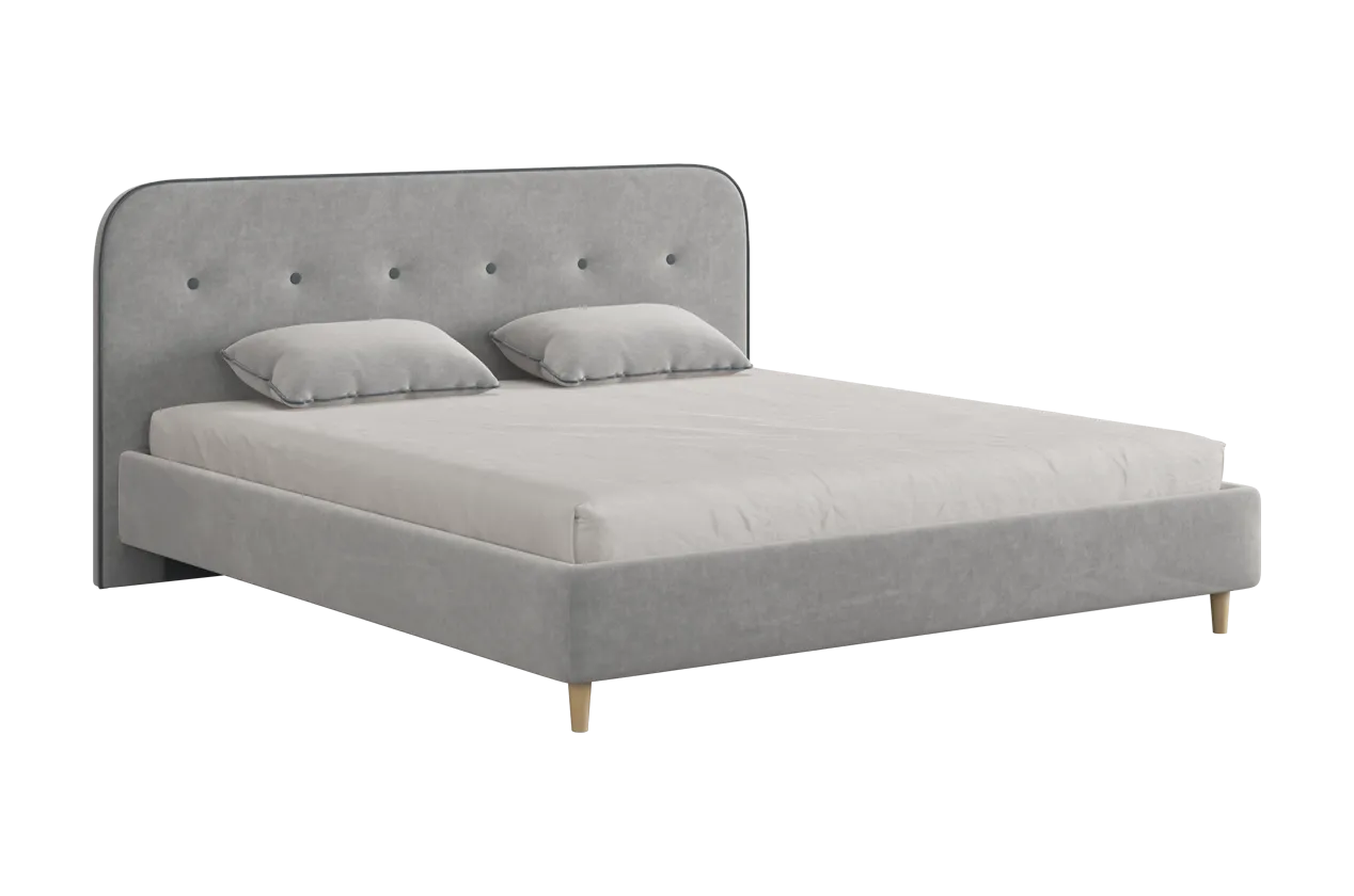 Кровать с основанием Лео 180х200 см галька (велюр)/графит (велюр) в Тобольске - tobolsk.mebel-tymen.ru | фото