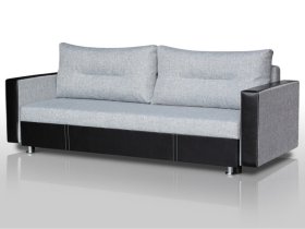 Диван Комфорт с прямыми подлокотниками грей/кожзам в Тобольске - tobolsk.mebel-tymen.ru | фото