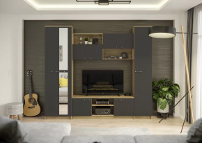 Гостиная Герда Дуб крафт серый/Антрацит в Тобольске - tobolsk.mebel-tymen.ru | фото