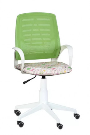 Кресло Ирис WHITE, сетка W (салатовая)/ткань Т54 (единорог) (подлокот.084) белая крестовина в Тобольске - tobolsk.mebel-tymen.ru | фото