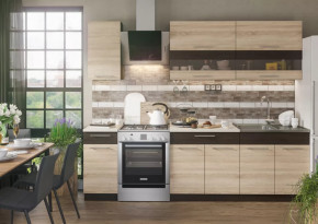 Кухонный гарнитур Маша 2,0 м венге/дуб сонома в Тобольске - tobolsk.mebel-tymen.ru | фото