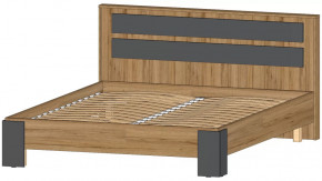 Ленора Кровать 1600 Дуб вотан/Графит в Тобольске - tobolsk.mebel-tymen.ru | фото