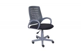 Кресло Ирис пластик серый-сетка серая/ткань NEO-26 (флок) серая (подл.пластик серый)/осн.пластик серый в Тобольске - tobolsk.mebel-tymen.ru | фото