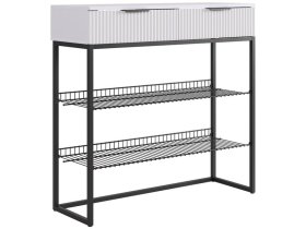 Обувница Классная 1 белое дерево/белый матовый/черный муар в Тобольске - tobolsk.mebel-tymen.ru | фото