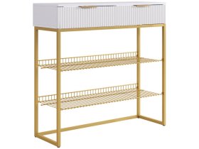 Обувница Классная 1 белое дерево/белый матовый/золото в Тобольске - tobolsk.mebel-tymen.ru | фото