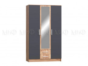 Шкаф для одежды 3-дверный Мартина ЛДСП Графит, Дуб крафт в Тобольске - tobolsk.mebel-tymen.ru | фото