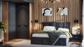 Спальный гарнитур «Глосс» №9 Яблоня Беллуно, Стекло Графит матовый в Тобольске - tobolsk.mebel-tymen.ru | фото