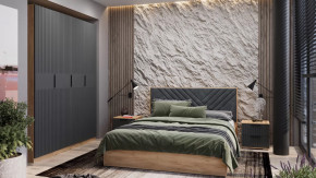 Спальный гарнитур «Хилтон» №2 Дуб Крафт золотой, Графит матовый в Тобольске - tobolsk.mebel-tymen.ru | фото