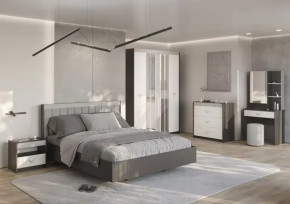 СТЕФАНИ Спальня №1, ЛДСП Графит-МДФ Серый софт/ЛДСП Рамух белый в Тобольске - tobolsk.mebel-tymen.ru | фото