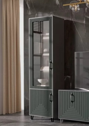 Стеклопенал Квадро М-1 серый графит/софт пестовый в Тобольске - tobolsk.mebel-tymen.ru | фото