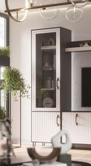 Стеклопенал Квадро М-1 серый графит/софт вайт в Тобольске - tobolsk.mebel-tymen.ru | фото