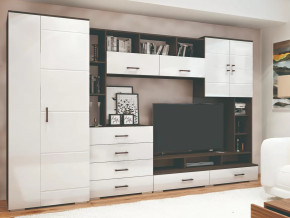 Стенка Коста МДФ Венге-белый глянец в Тобольске - tobolsk.mebel-tymen.ru | фото