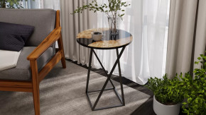 Стол журнальный ДП 1-03-05 исп. 2 Черный, Стекло с рисунком Слэб черный в Тобольске - tobolsk.mebel-tymen.ru | фото