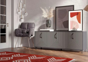 Тумба Квадро М-6, ЛДСП серый графит/МДФ софт графит в Тобольске - tobolsk.mebel-tymen.ru | фото